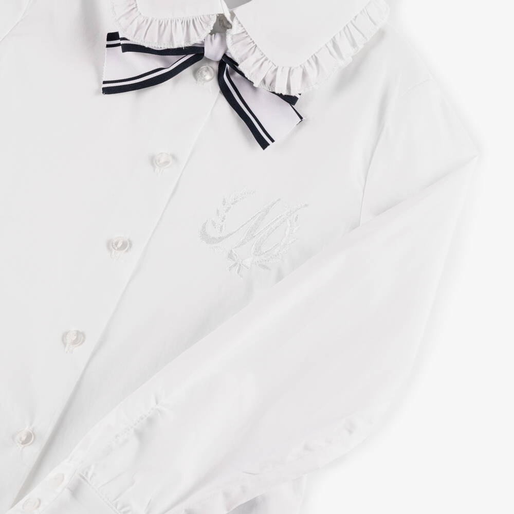 Monnalisa-Элегантная белая блузка с рюшами для девочек | Childrensalon Outlet