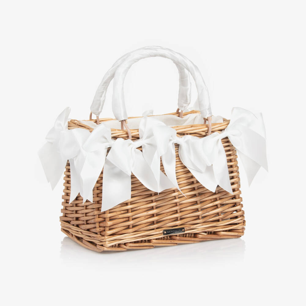 Monnalisa-Girls Elegant White Satin Bow Bag | Childrensalon Outlet