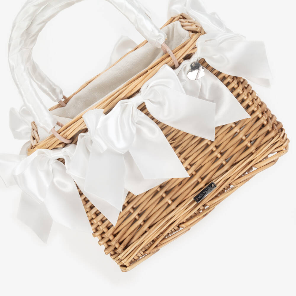 Monnalisa-Girls Elegant White Satin Bow Bag | Childrensalon Outlet