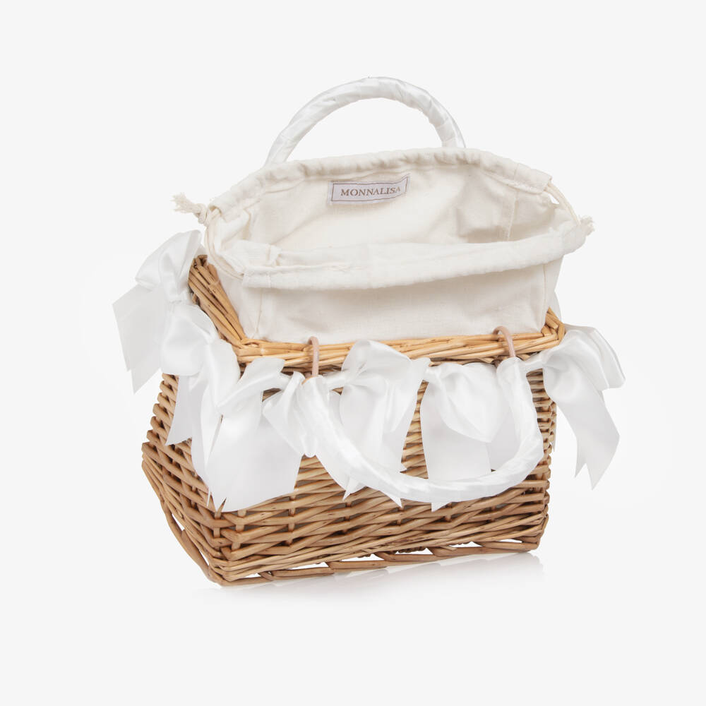 Monnalisa-Girls Elegant White Satin Bow Bag | Childrensalon Outlet