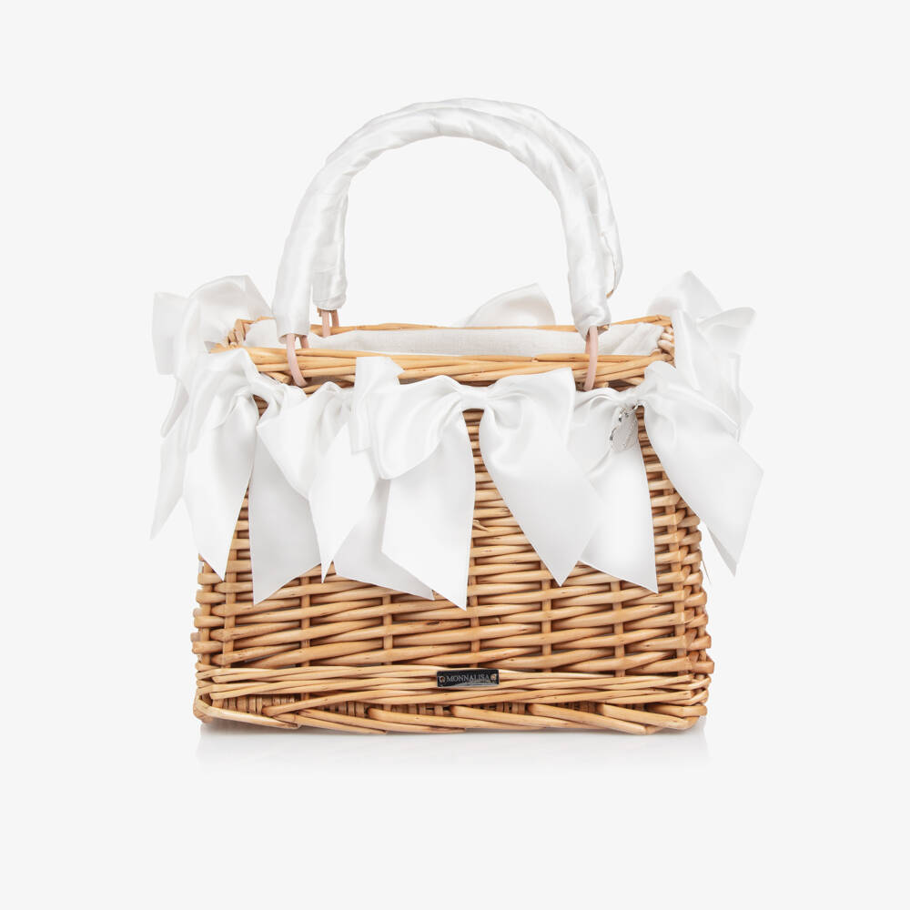 Monnalisa-Girls Elegant White Satin Bow Bag | Childrensalon Outlet