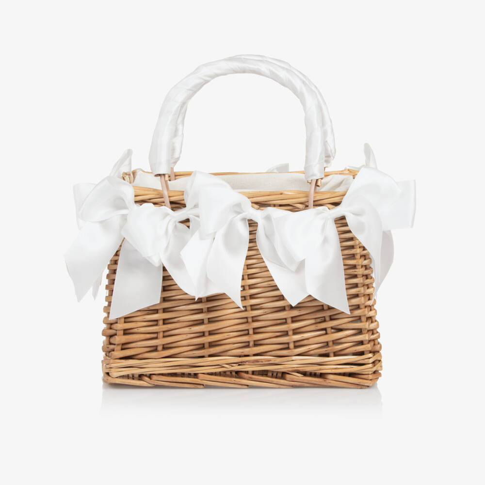 Monnalisa-Girls Elegant White Satin Bow Bag | Childrensalon Outlet