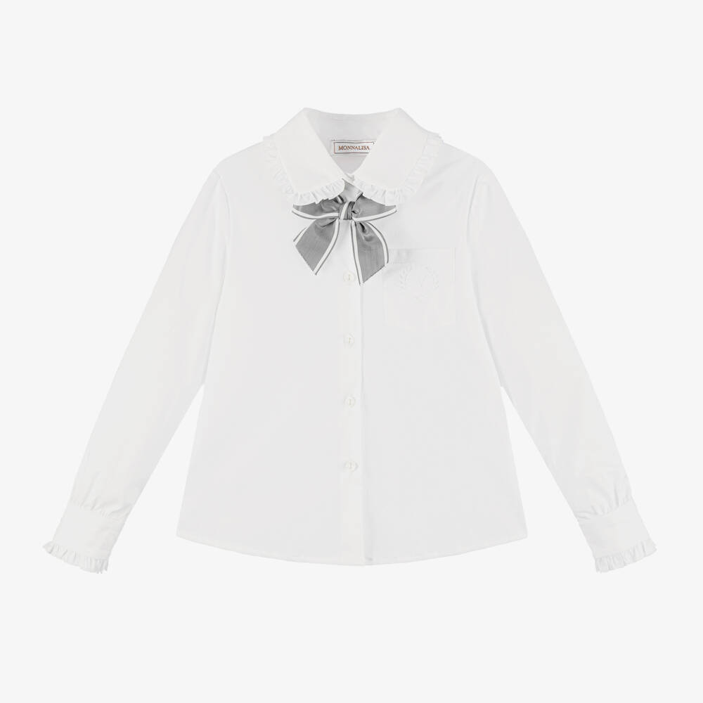 Monnalisa-Girls Elegant White Shirt | Childrensalon Outlet