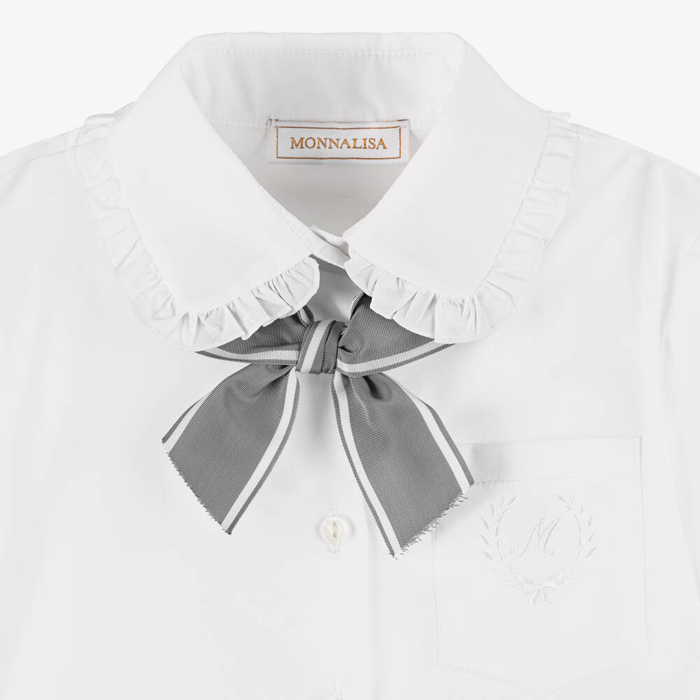 Monnalisa-Girls Elegant White Shirt | Childrensalon Outlet