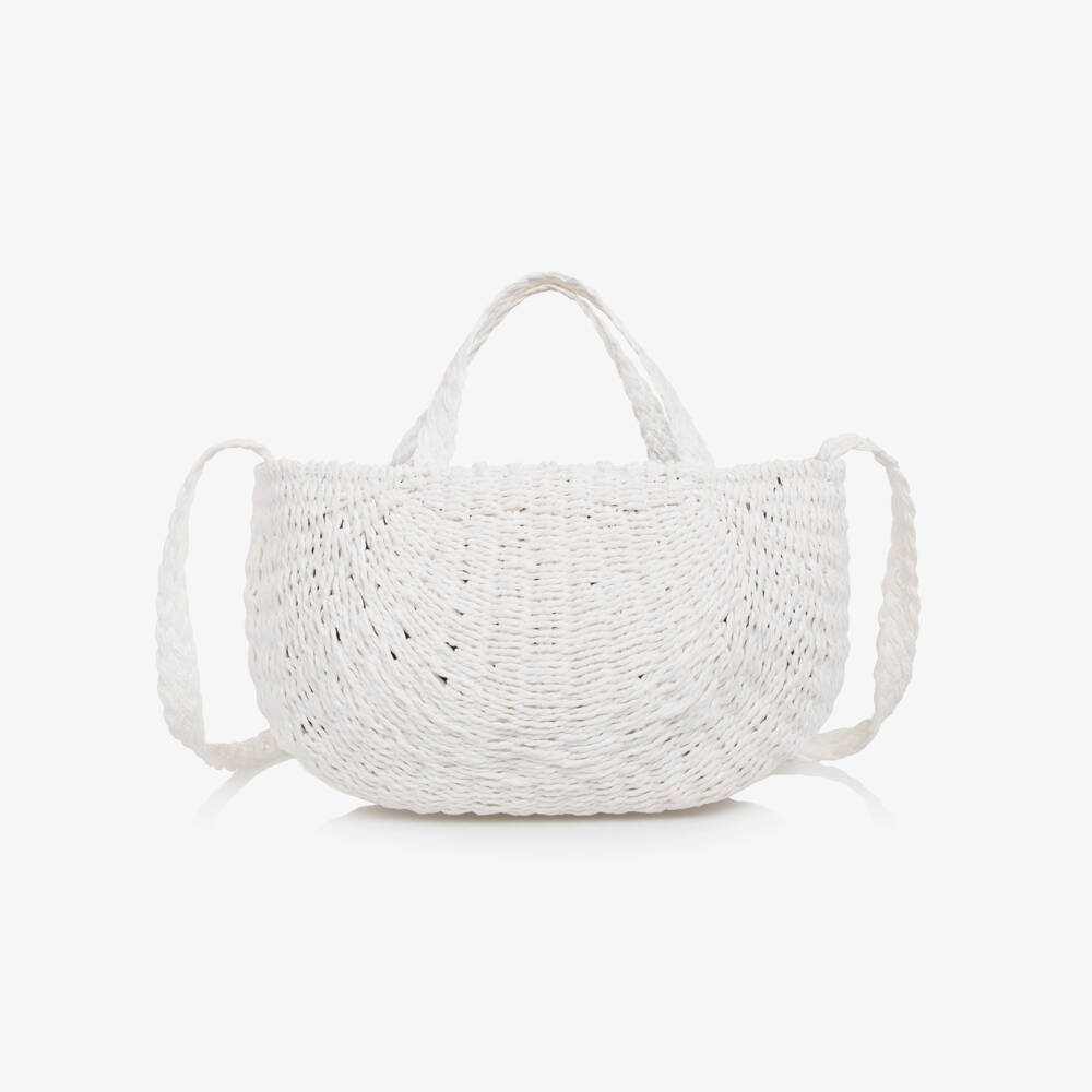 Monnalisa-Girls Elegant White Straw Purse | Childrensalon Outlet