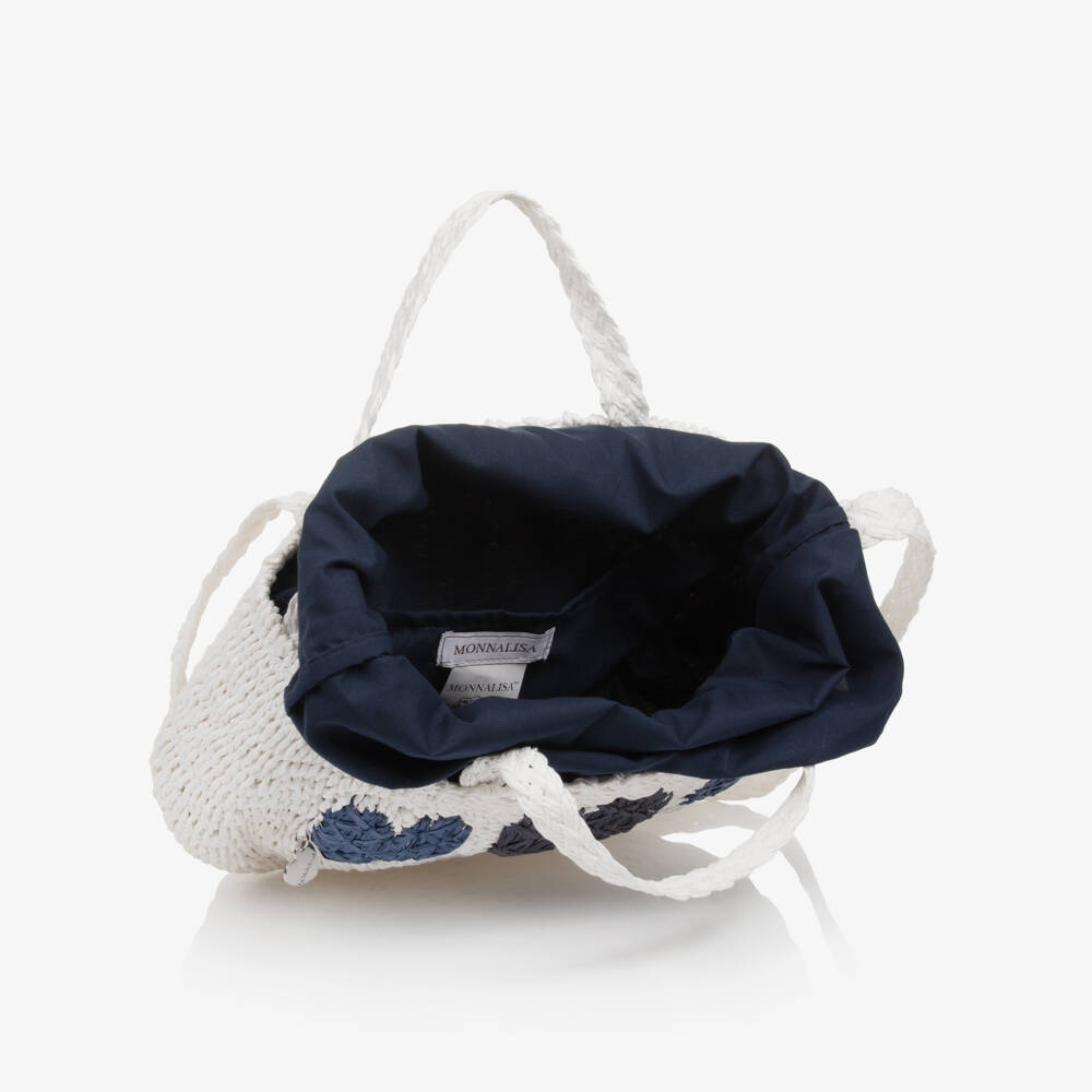 Monnalisa-Girls Elegant White Straw Purse | Childrensalon Outlet