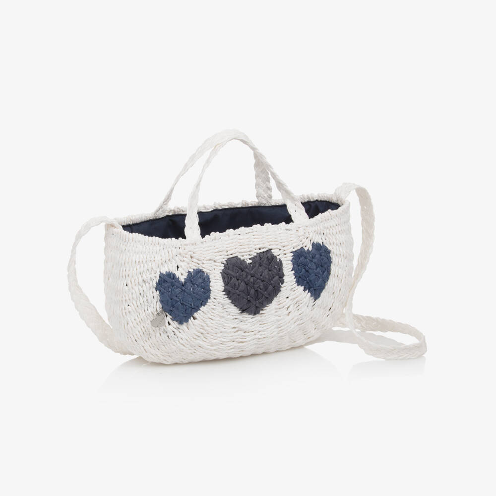 Monnalisa-Girls Elegant White Straw Purse | Childrensalon Outlet
