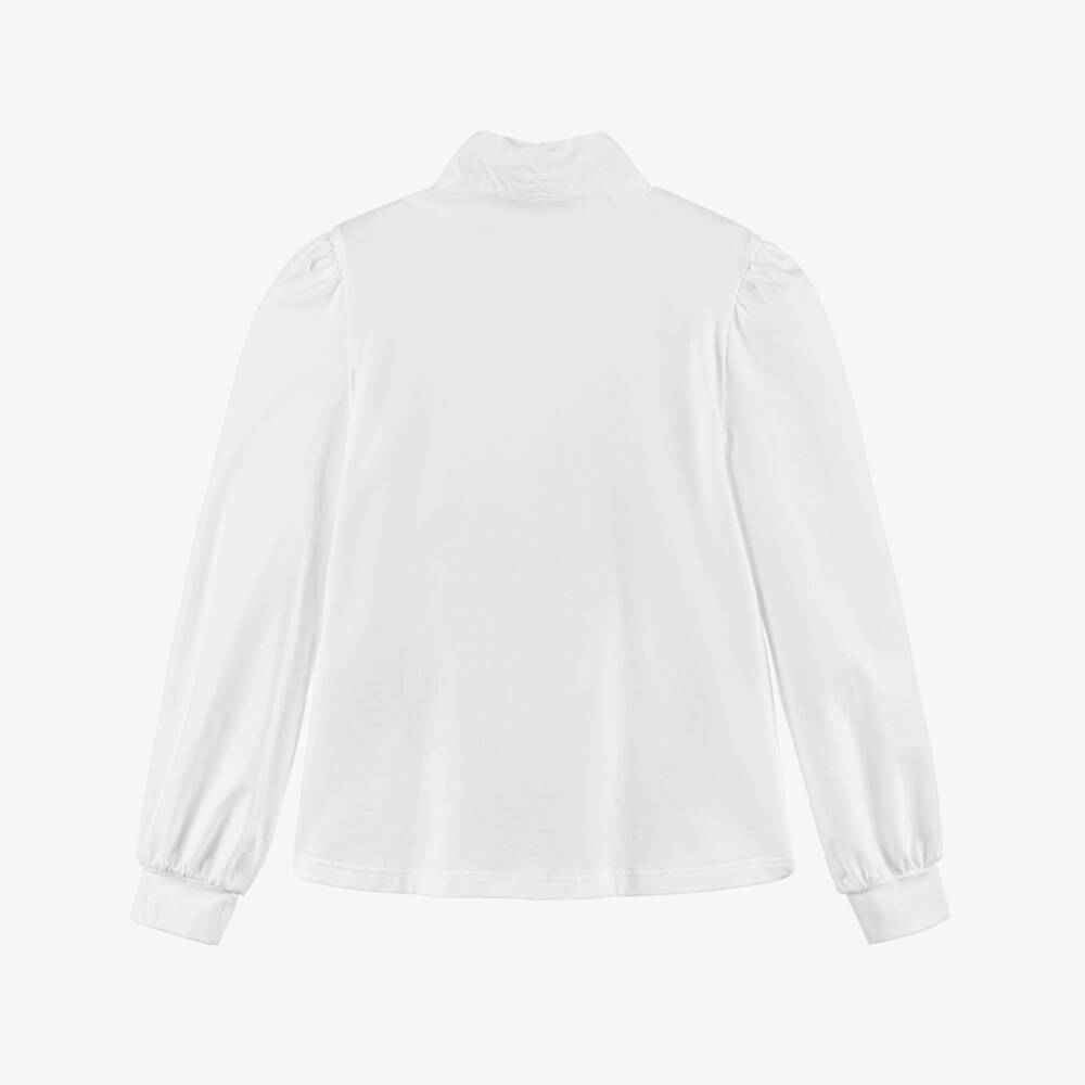 Monnalisa-Элегантная белая блузка с галстуком для девочек | Childrensalon Outlet