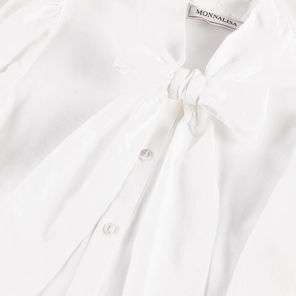 Monnalisa-Элегантная белая блузка с галстуком для девочек | Childrensalon Outlet
