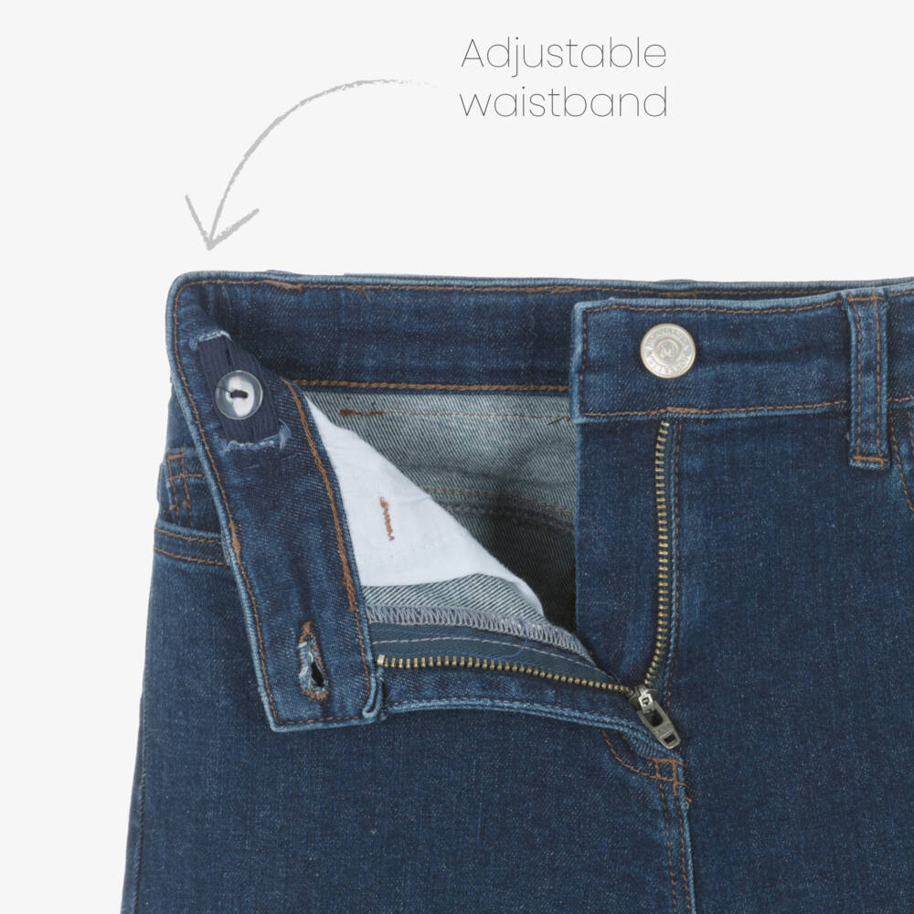 Monnalisa-بنطلون جينز واسع الساق مطرز باللون الأزرق للبنات | Childrensalon Outlet