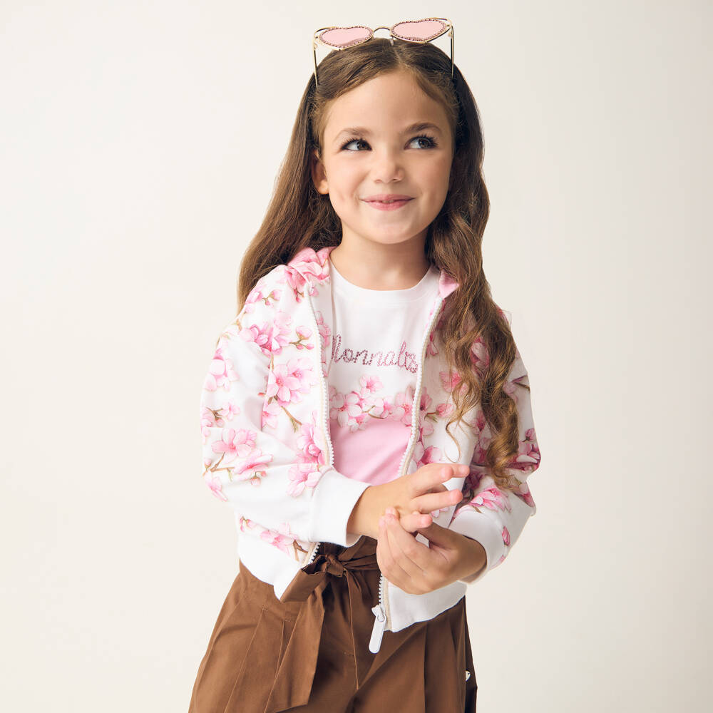 Monnalisa-Girls Enchanting Floral Zip Jacket | Childrensalon Outlet