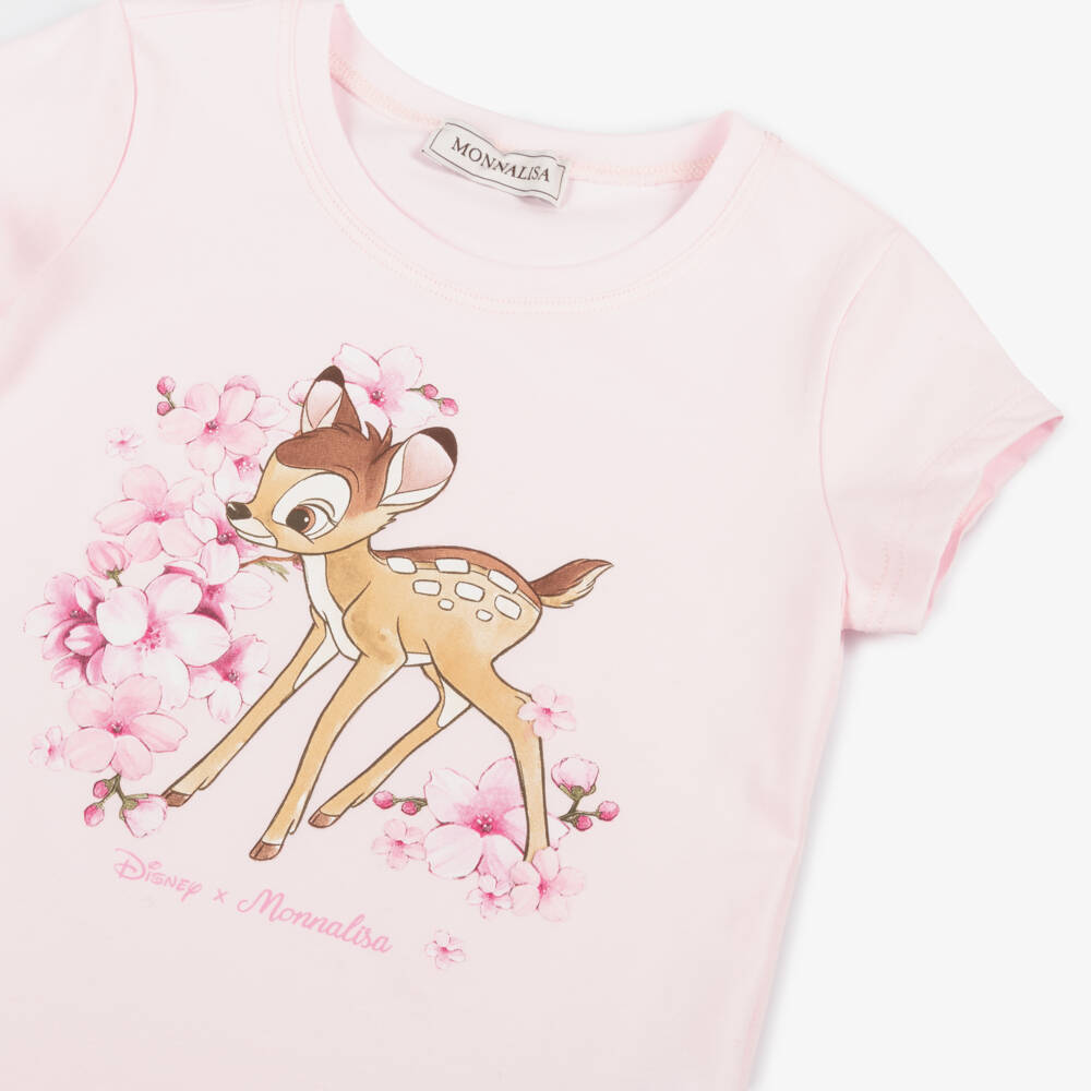 Monnalisa-Очаровательная розовая футболка Bambi для девочек | Childrensalon Outlet