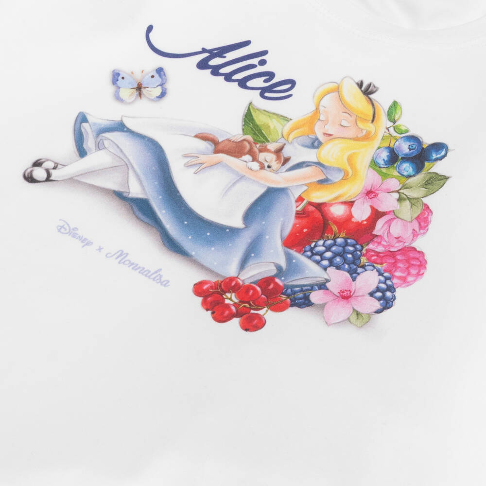 Monnalisa-Очаровательная белая футболка Disney для девочек | Childrensalon Outlet