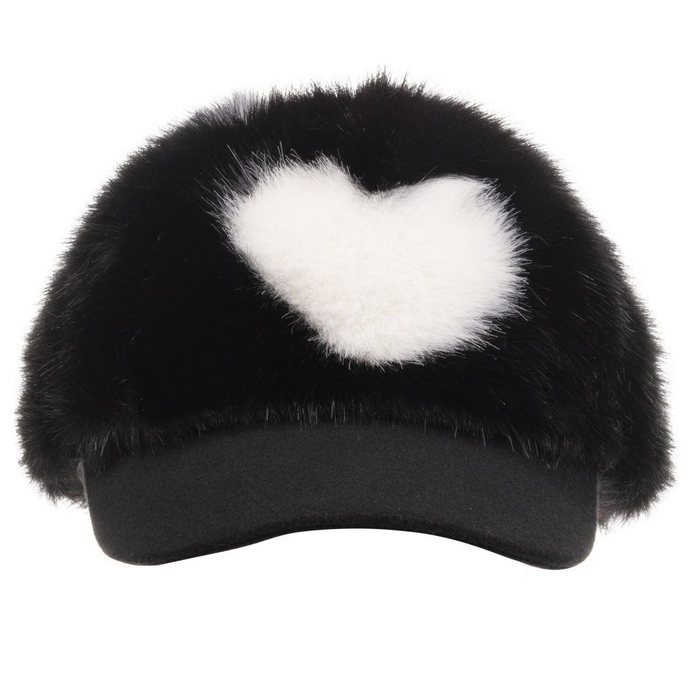 girls black fur hat