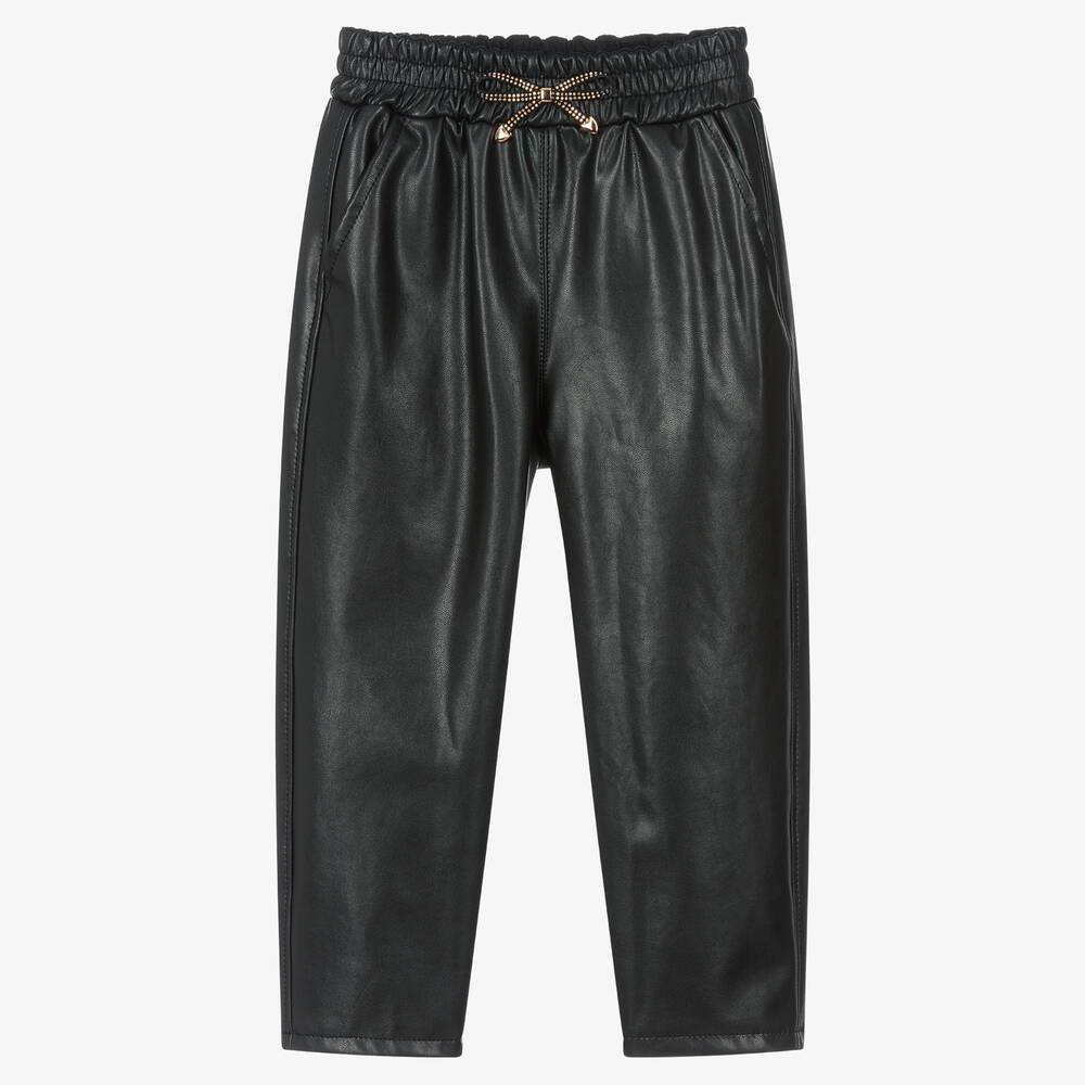 Monnalisa - Girls Faux Leather Trousers | Childrensalon