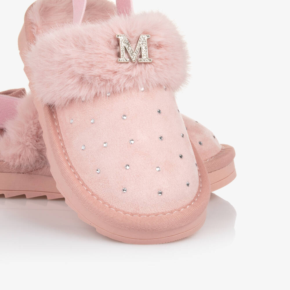 Monnalisa-Girls Faux Suede Glitter Slippers | Childrensalon Outlet