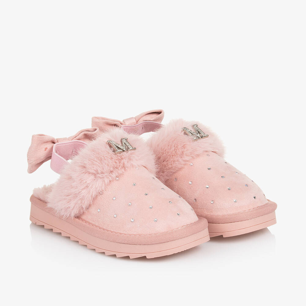 Monnalisa-Girls Faux Suede Glitter Slippers | Childrensalon Outlet