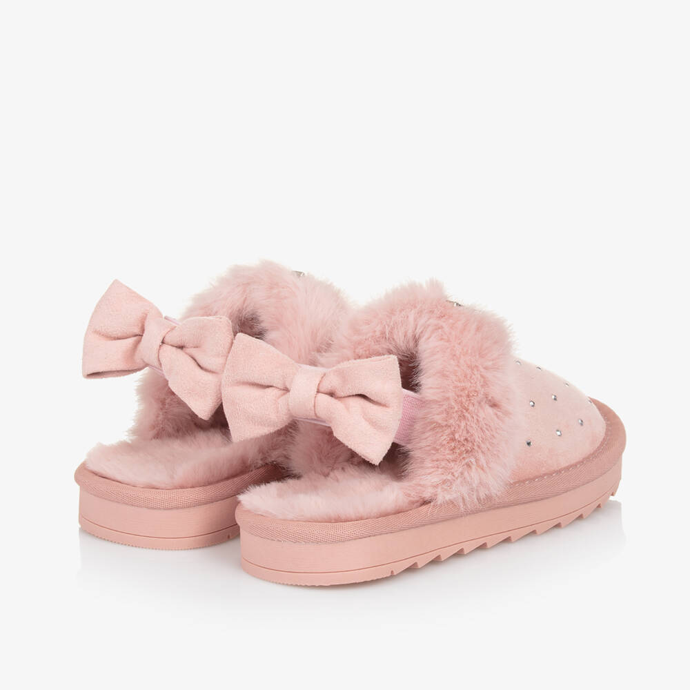Monnalisa-Girls Faux Suede Glitter Slippers | Childrensalon Outlet