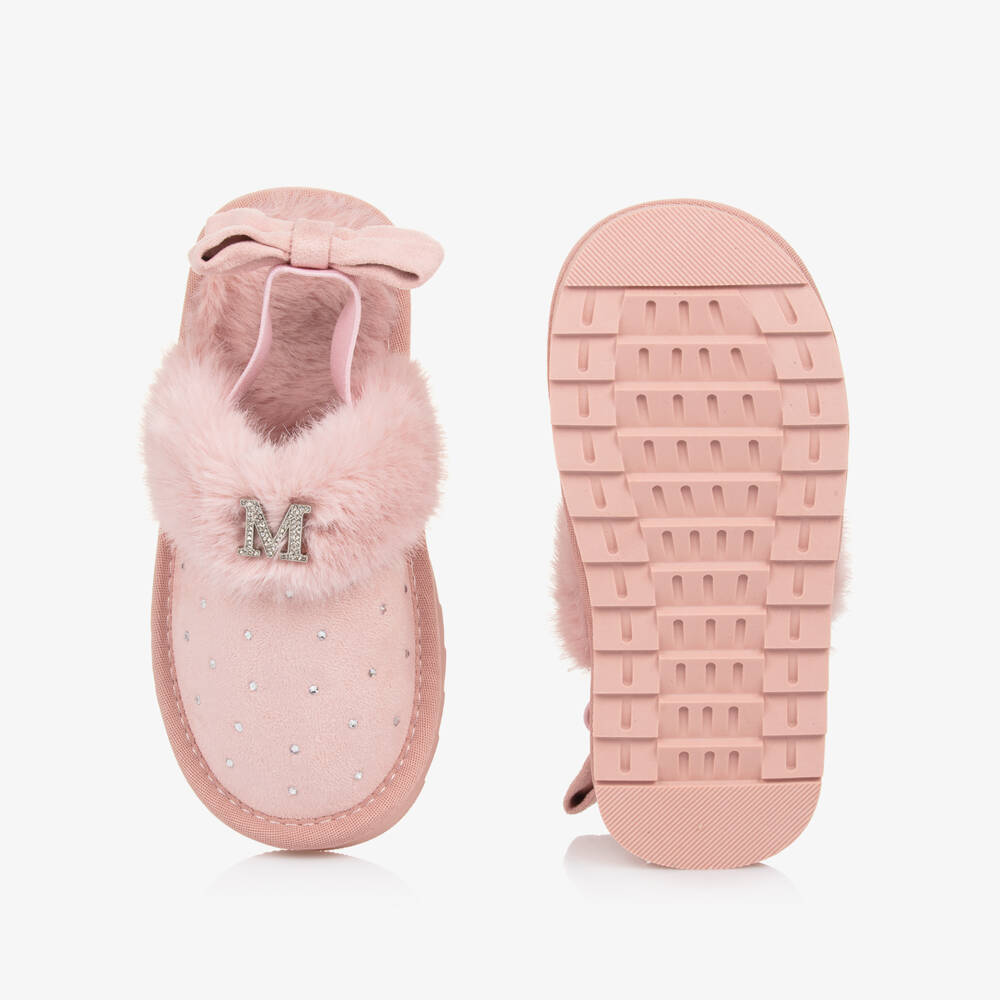 Monnalisa-Girls Faux Suede Glitter Slippers | Childrensalon Outlet