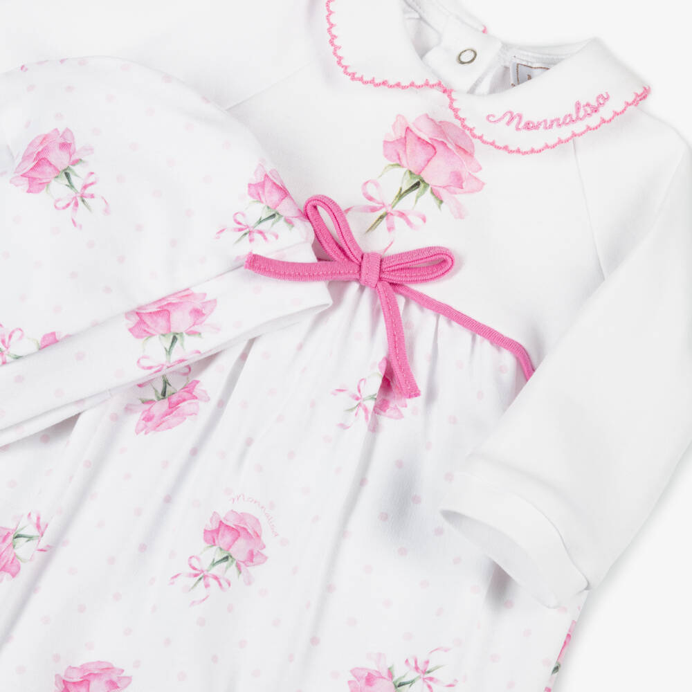 Monnalisa-طقم بيجاما قطنية مزينة بالورود للبنات | Childrensalon Outlet