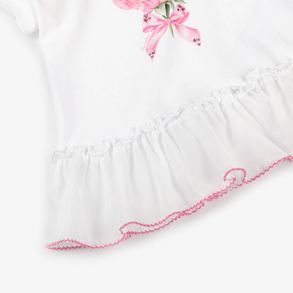 Monnalisa-Girls Floral Cotton Leggings Outfit | Childrensalon Outlet