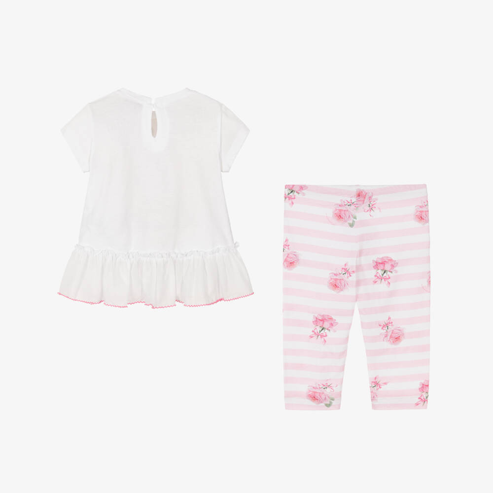 Monnalisa-Girls Floral Cotton Leggings Outfit | Childrensalon Outlet