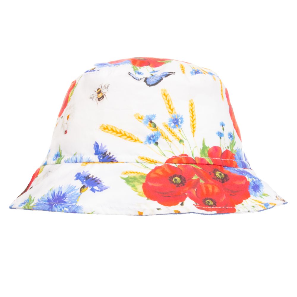 Monnalisa Bebé-Girls Floral Cotton Sun Hat | Childrensalon Outlet