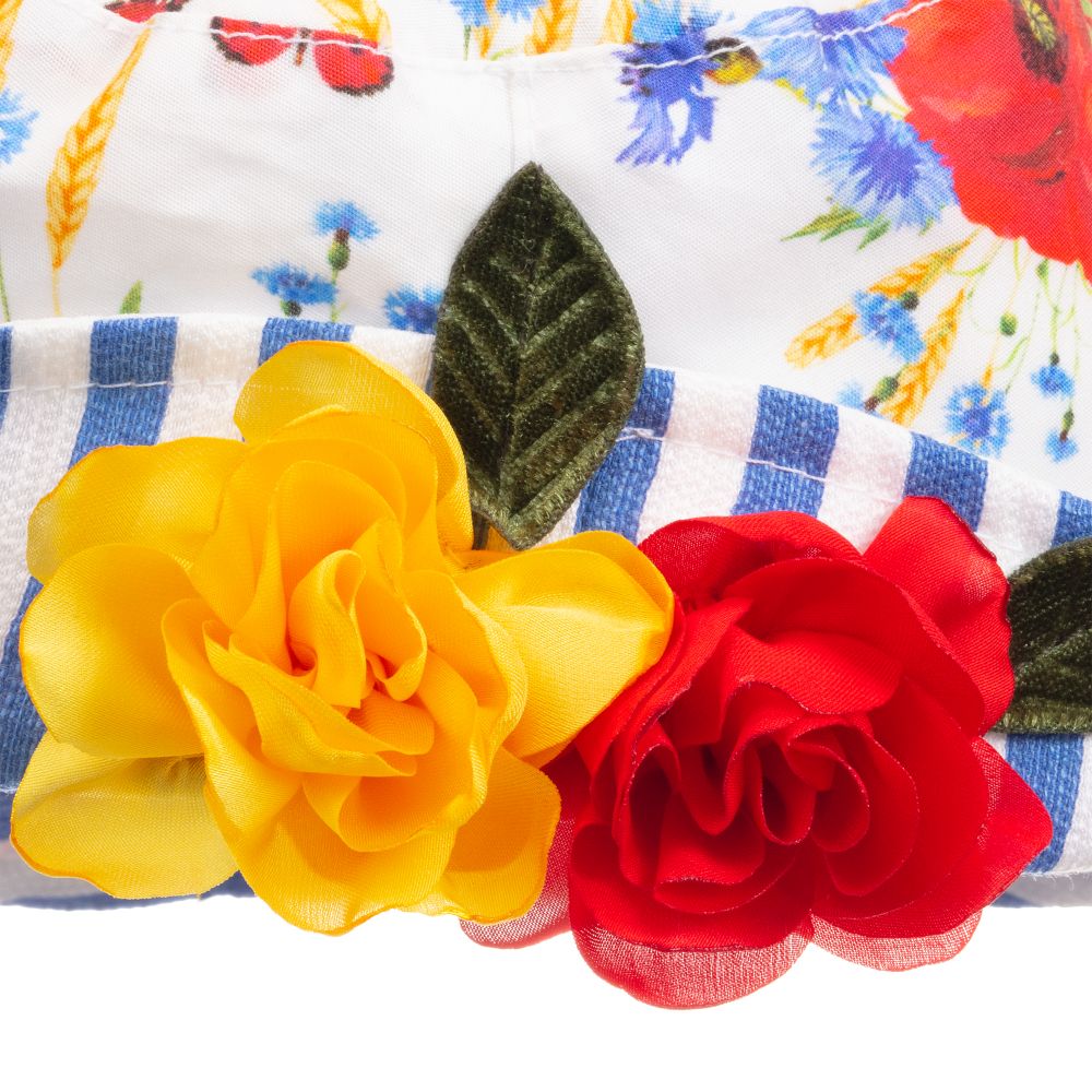 Monnalisa Bebé-Girls Floral Cotton Sun Hat | Childrensalon Outlet