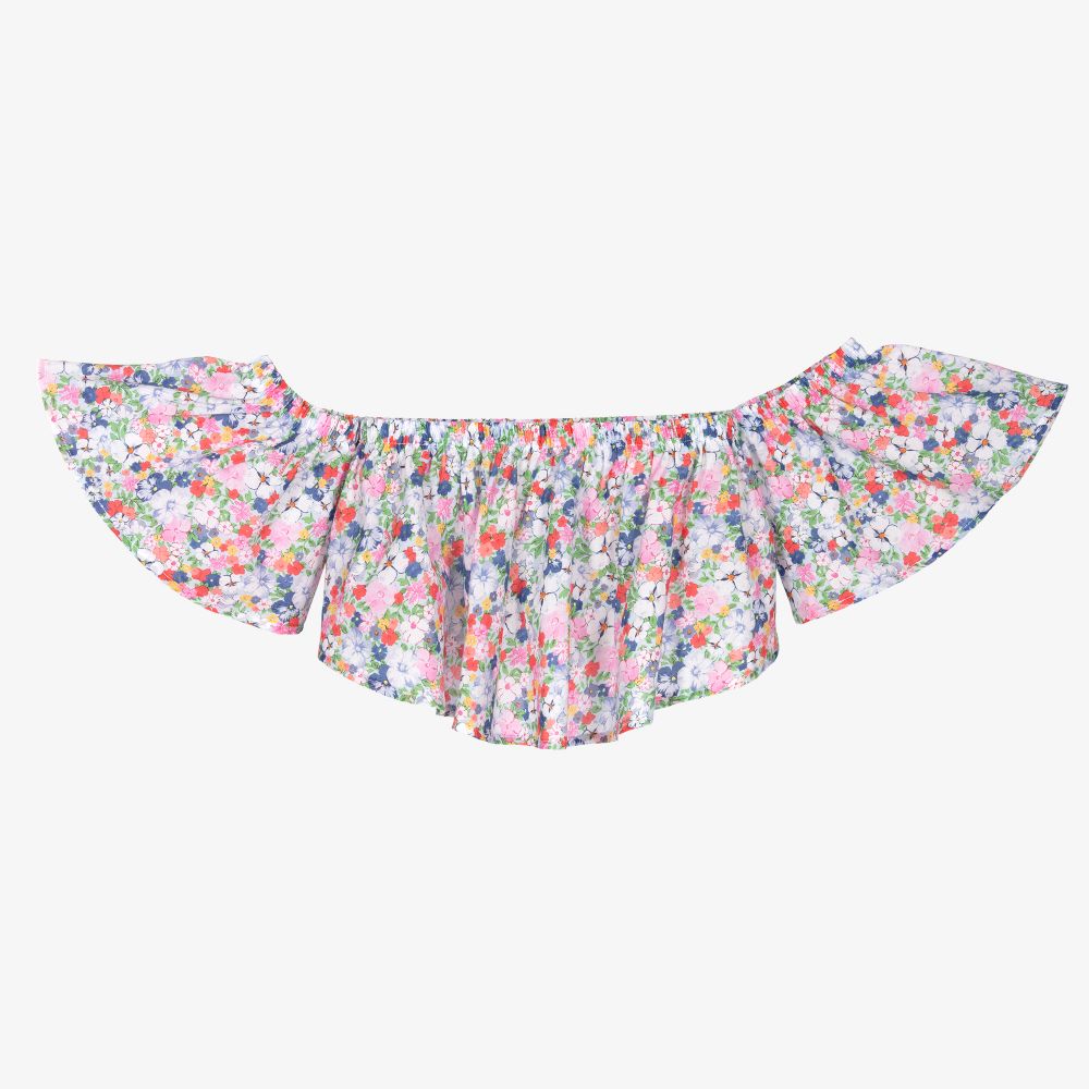 Monnalisa - Girls Floral Cotton Top | Childrensalon