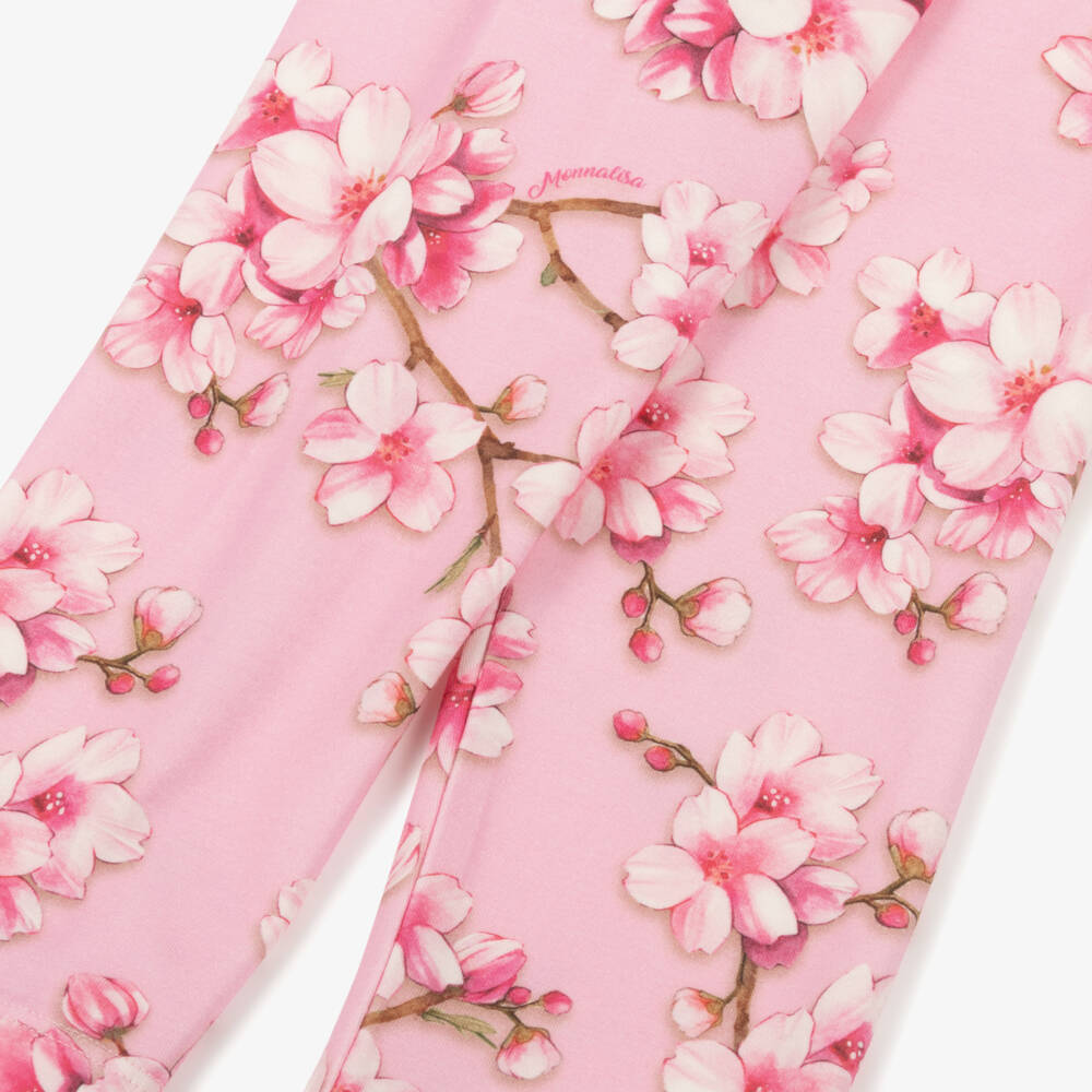 Monnalisa-Леггинсы Фантазия с цветами розовые для девочек | Childrensalon Outlet