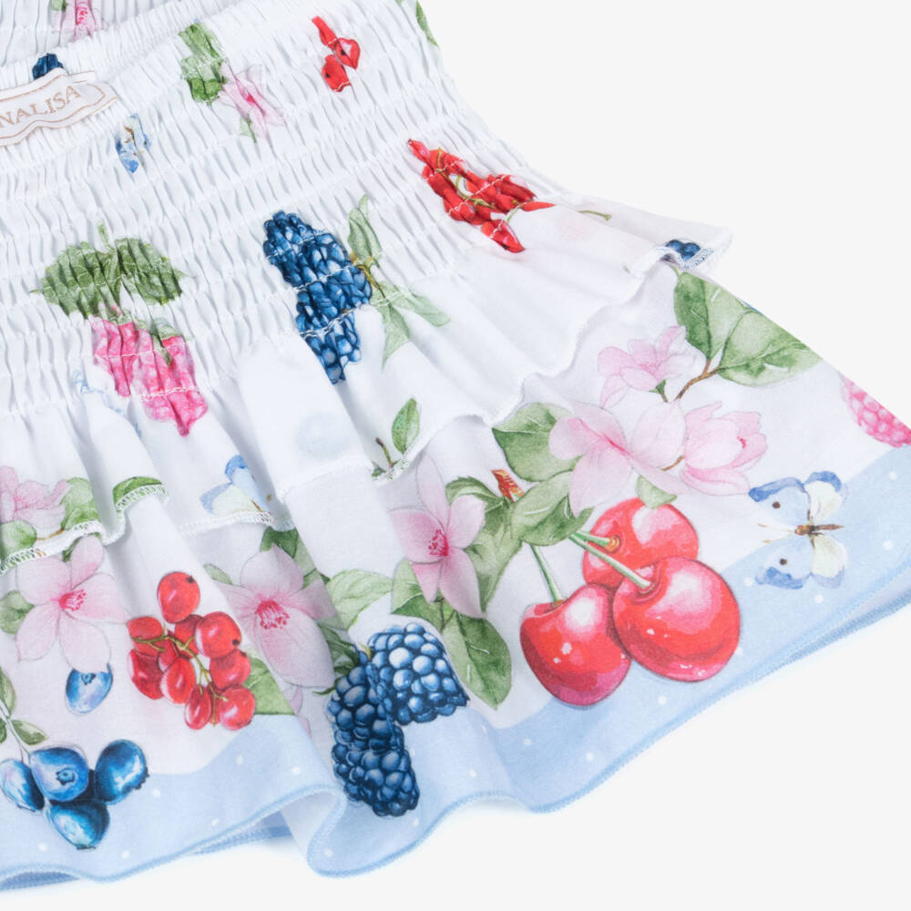 Monnalisa-Girls' Floral & Fruity Cotton Skirt Set | Childrensalon Outlet