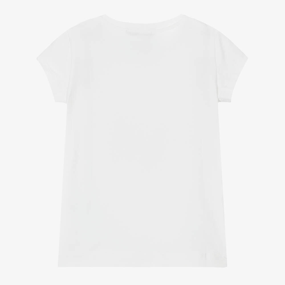 Monnalisa-Girls Floral Ivory Tee | Childrensalon Outlet