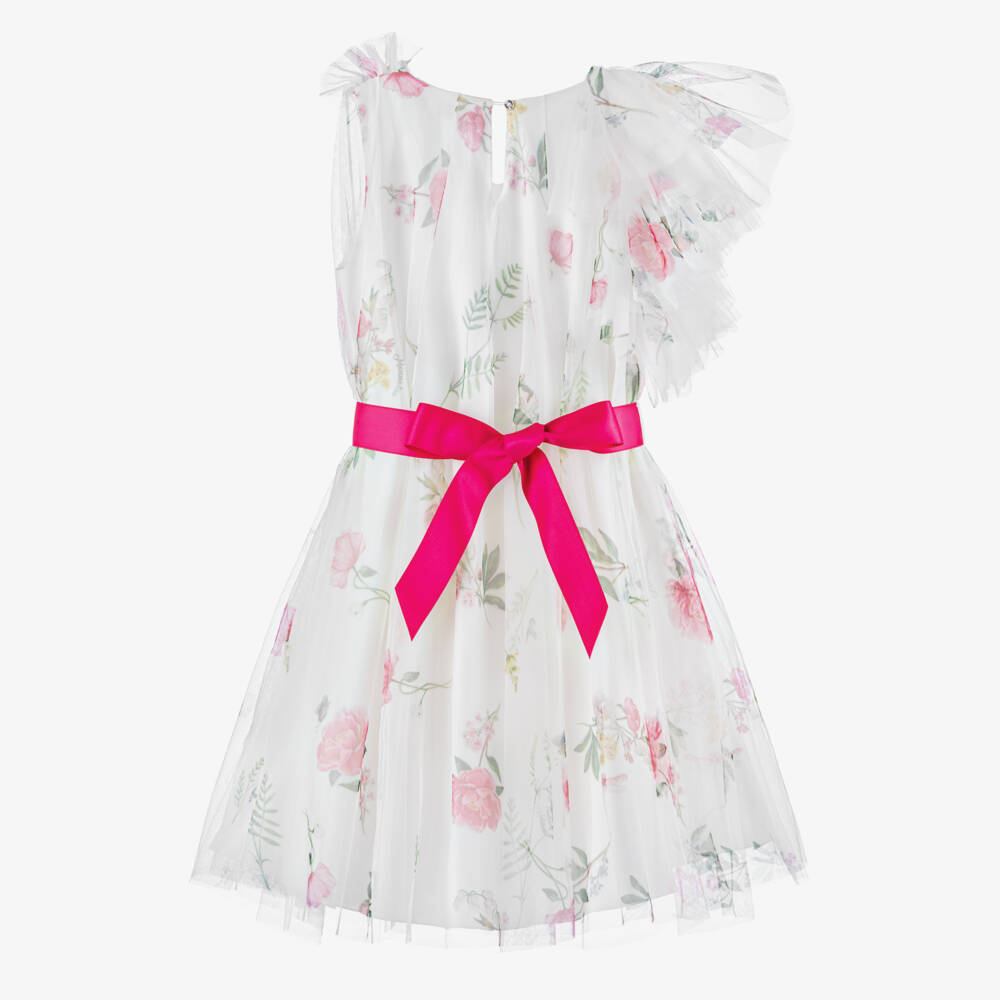Monnalisa-Girls Floral Ivory Tulle Gown | Childrensalon Outlet