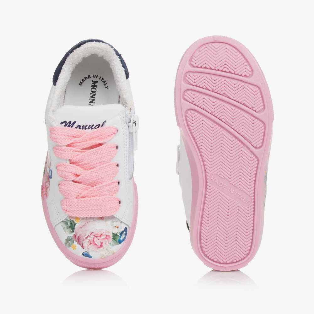 Monnalisa-Girls Floral Lace-Up Trainers | Childrensalon Outlet
