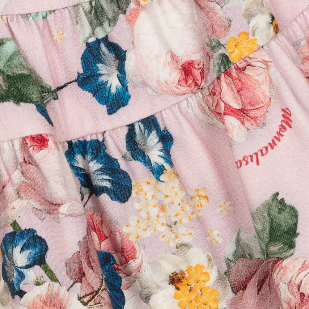 Monnalisa-Girls Floral Pink Jersey Dress | Childrensalon Outlet