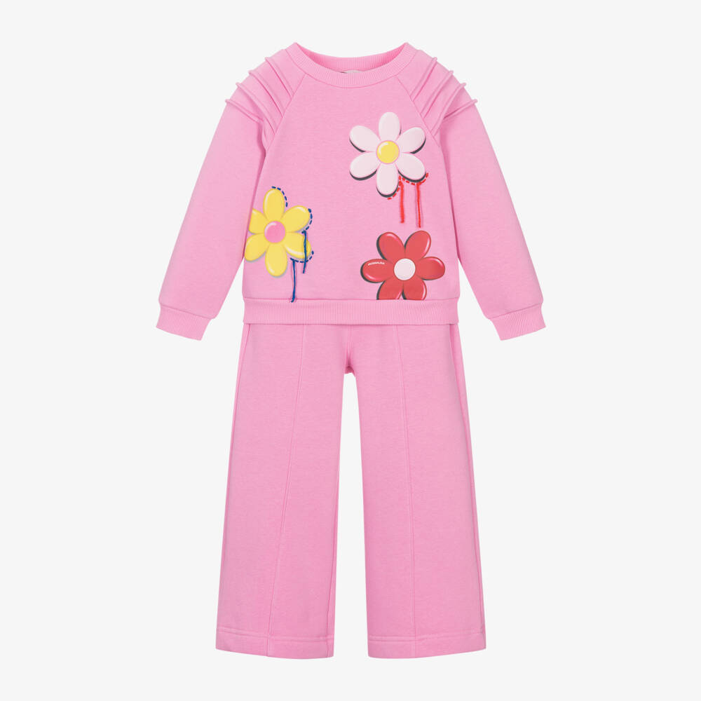 Monnalisa-Girls Floral Pink Jersey Set | Childrensalon Outlet
