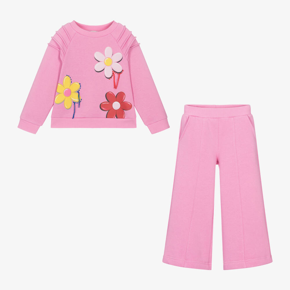 Monnalisa-Girls Floral Pink Jersey Set | Childrensalon Outlet