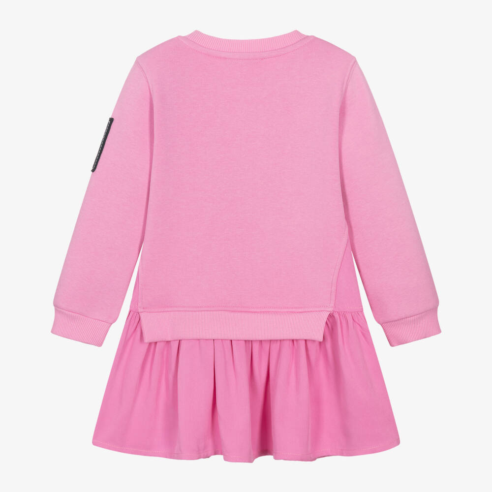 Monnalisa-Girls Floral Pink Sweatshirt Dress | Childrensalon Outlet