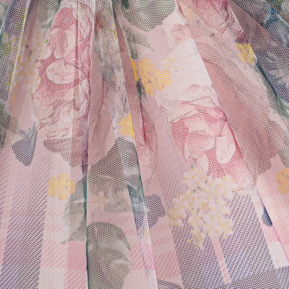 Monnalisa-Girls Floral Pink Tulle Skirt | Childrensalon Outlet