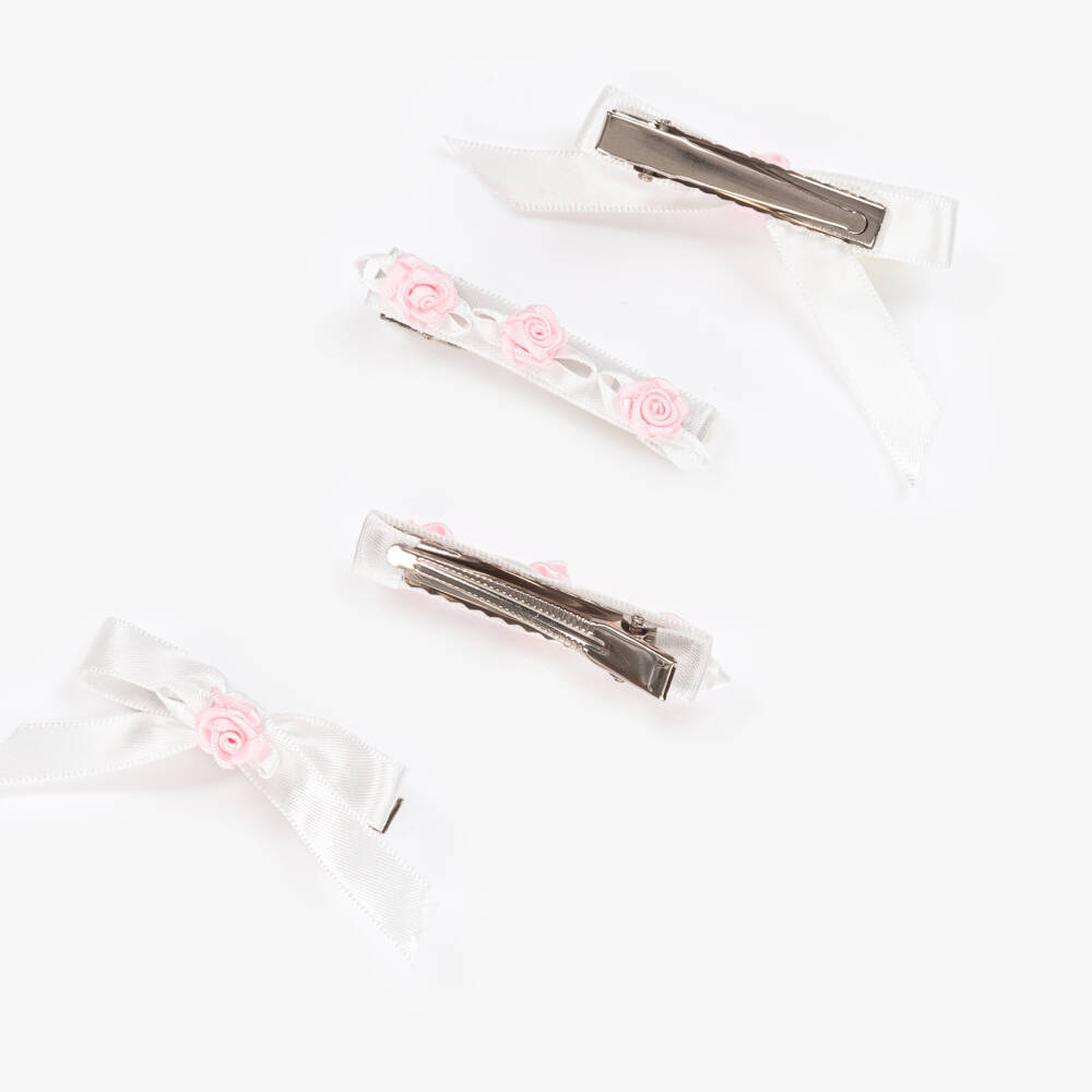 Monnalisa-مجموعة إكسسوارات شعر ساتان بنقشة الأزهار للبنات | Childrensalon Outlet