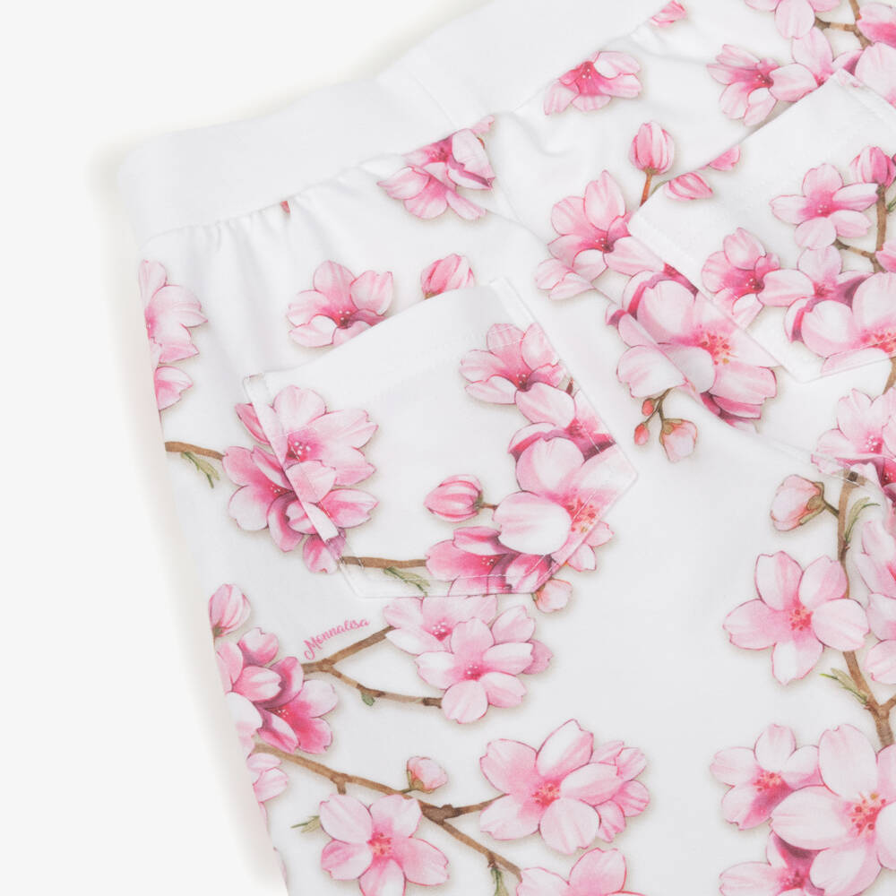 Monnalisa-Girls Floral Wide-Leg Cotton Trousers | Childrensalon Outlet