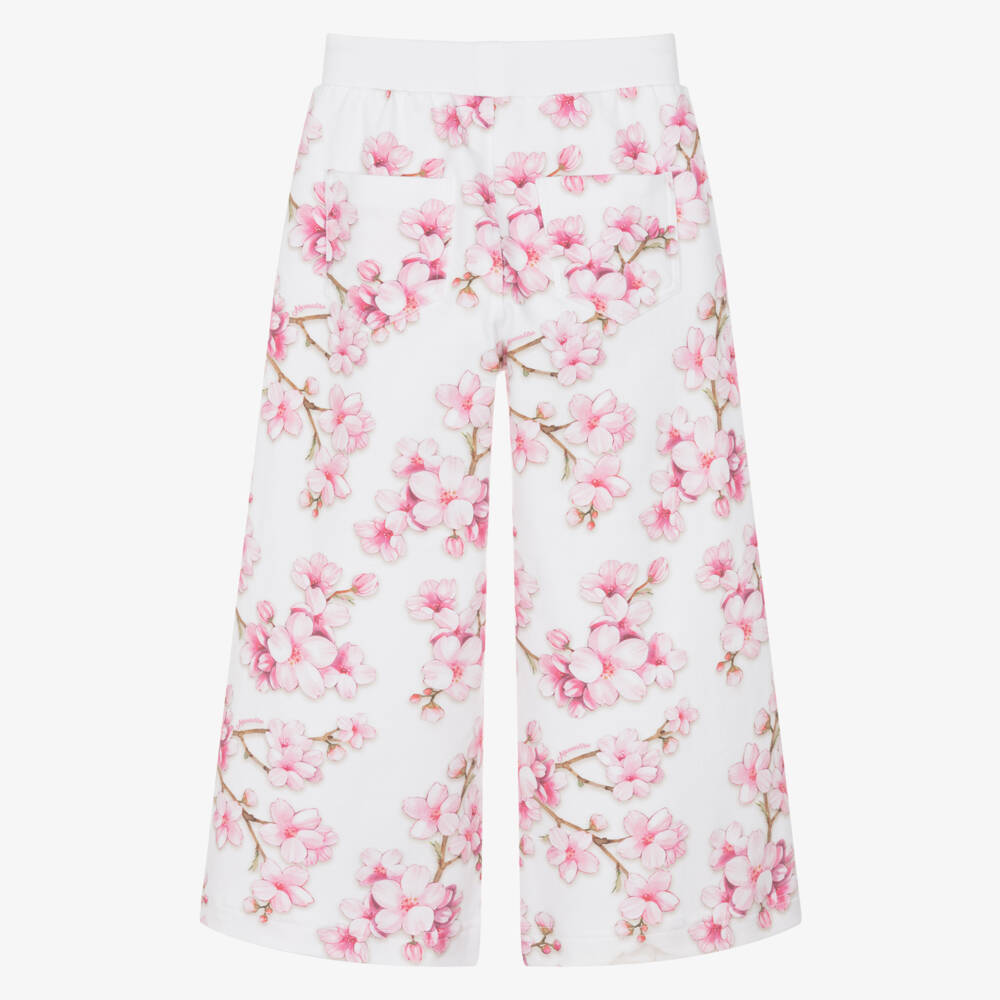Monnalisa-Girls Floral Wide-Leg Cotton Trousers | Childrensalon Outlet