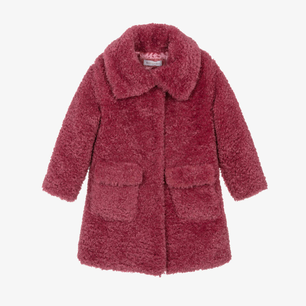 Monnalisa-Girls Fluffy Pink Overcoat | Childrensalon Outlet