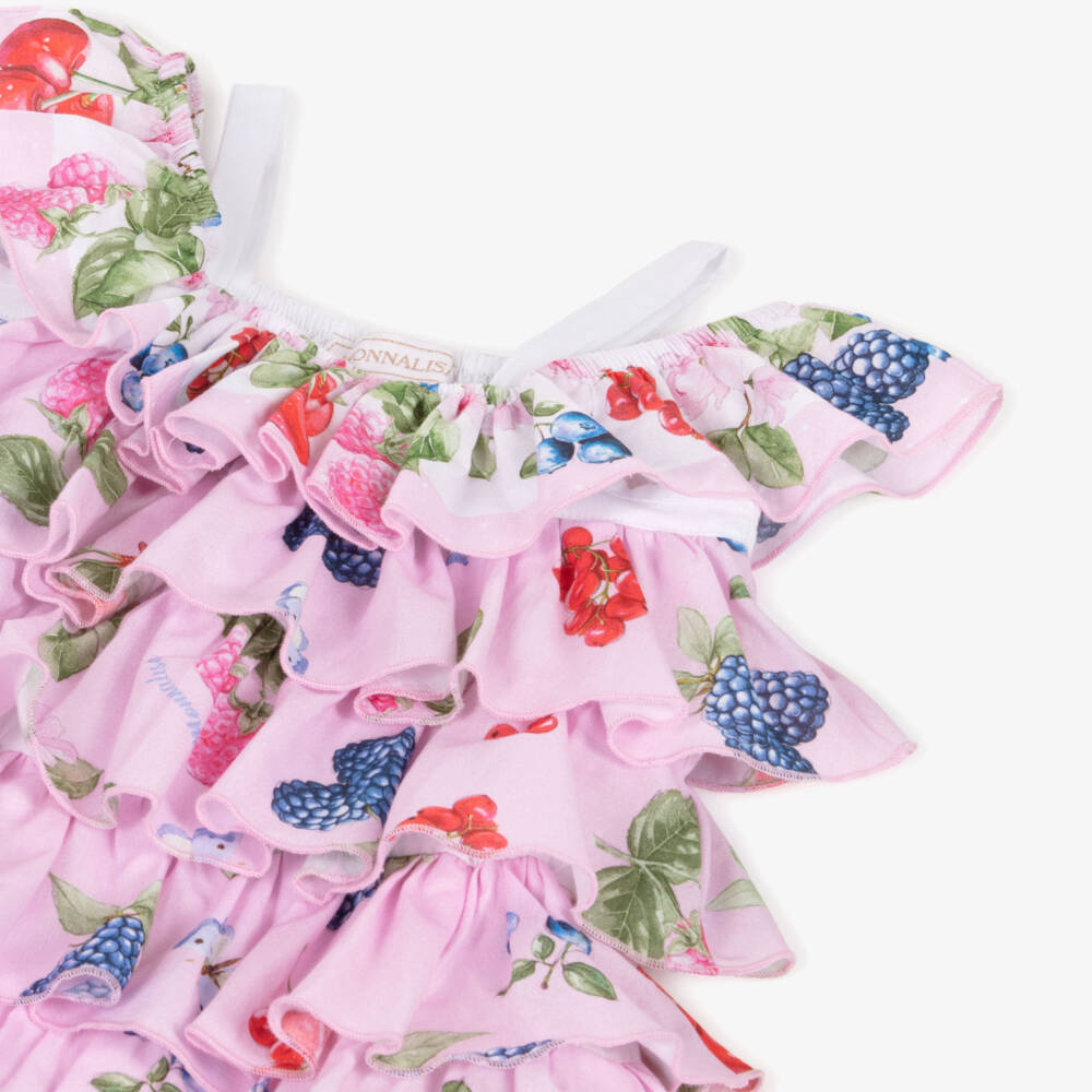 Monnalisa-فستان صيفي وردي بنقشة الفواكه للبنات | Childrensalon Outlet
