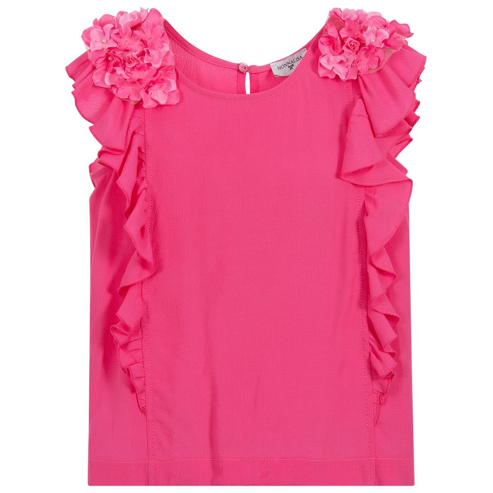 Monnalisa - Girls Fuchsia Pink Blouse | Childrensalon