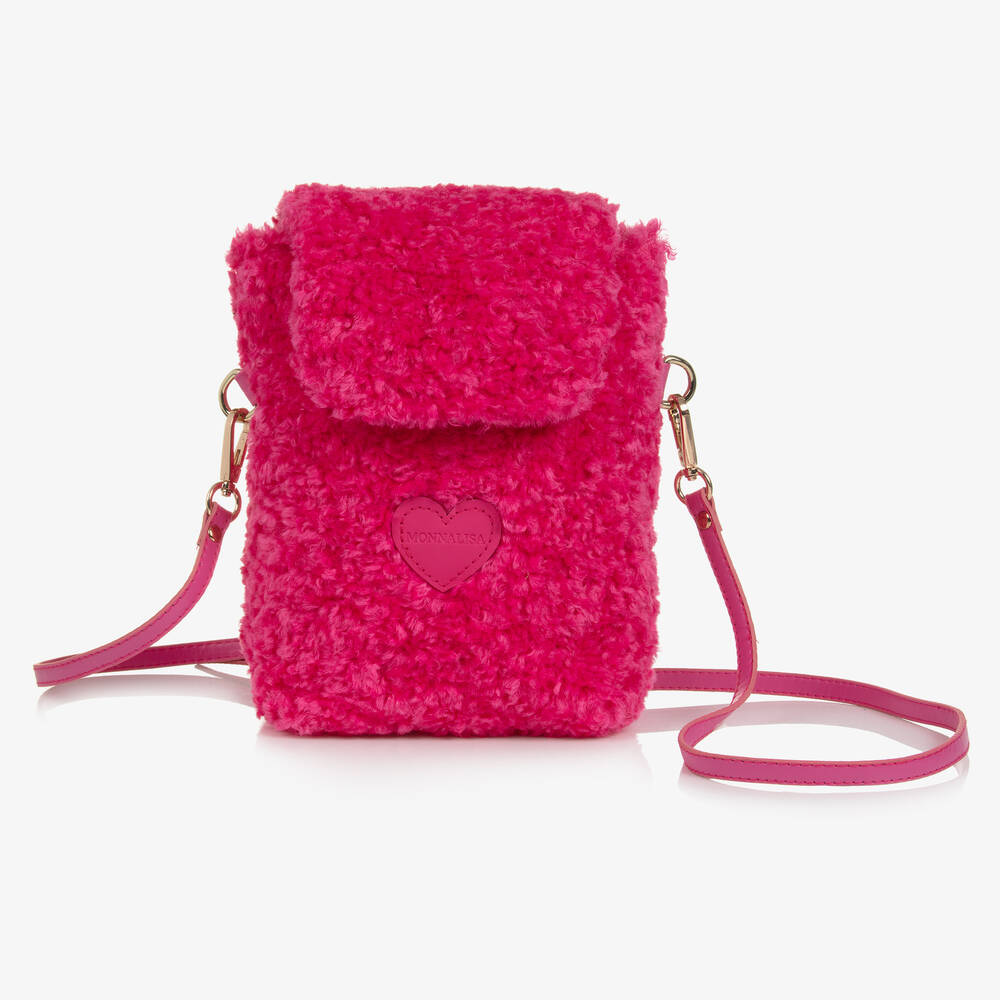 Monnalisa - Girls Fuchsia Pink Faux Fur Bag (27cm)  | Childrensalon