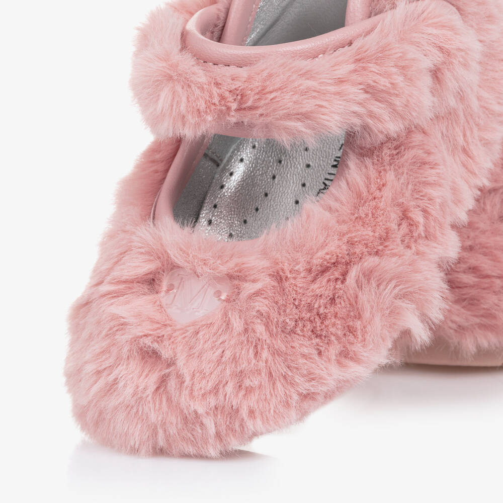 Monnalisa-Girls Furry Pink Shoes | Childrensalon Outlet