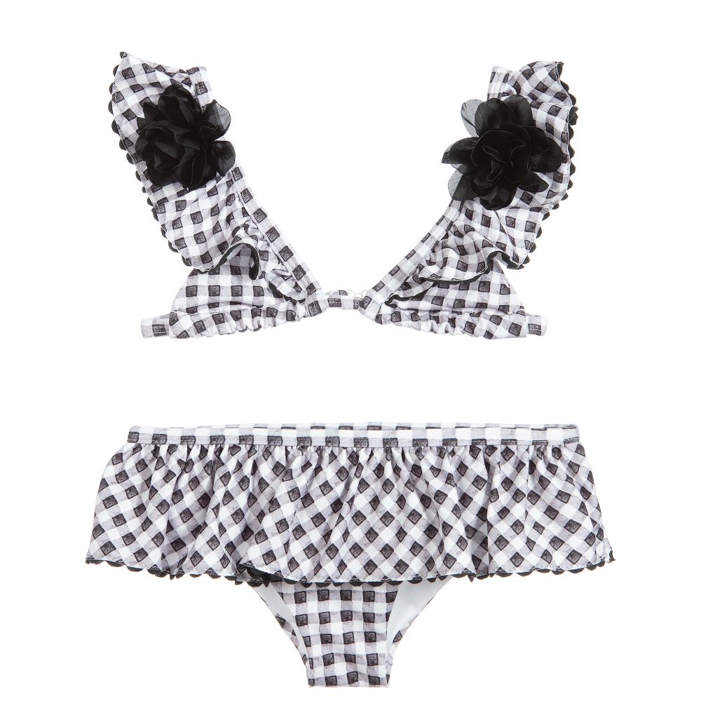 Monnalisa - Girls Gingham & Roses Bikini | Childrensalon