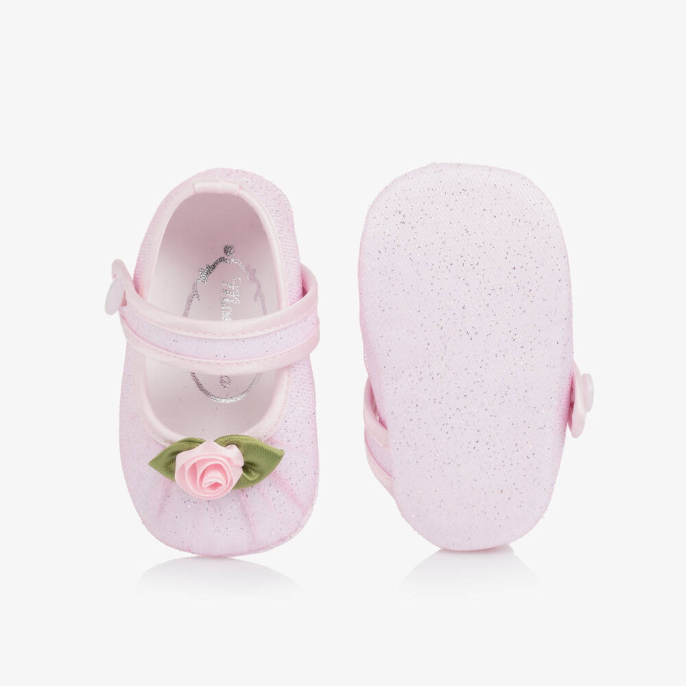 Monnalisa-Girls Glittering Pink Rose Walkers | Childrensalon Outlet