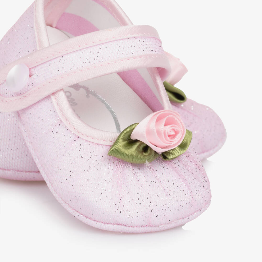 Monnalisa-Girls Glittering Pink Rose Walkers | Childrensalon Outlet